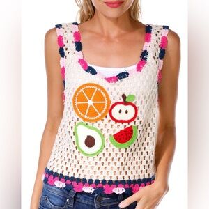 Women’s Crochet Fruit Cropped Tank NWT